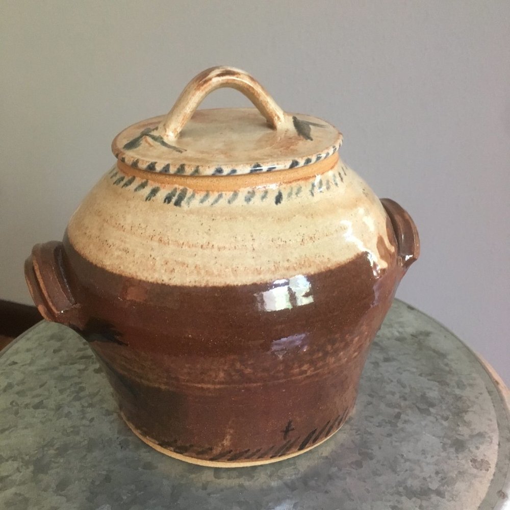 Hand Wheel Thrown ClayPottery. Pot & Cover. Signed
